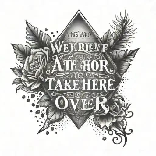 A tattoo of Conor McGregor's famous quote 'We're not here to take part, we're here to take over' in a bold and impactful font tattoo design idea