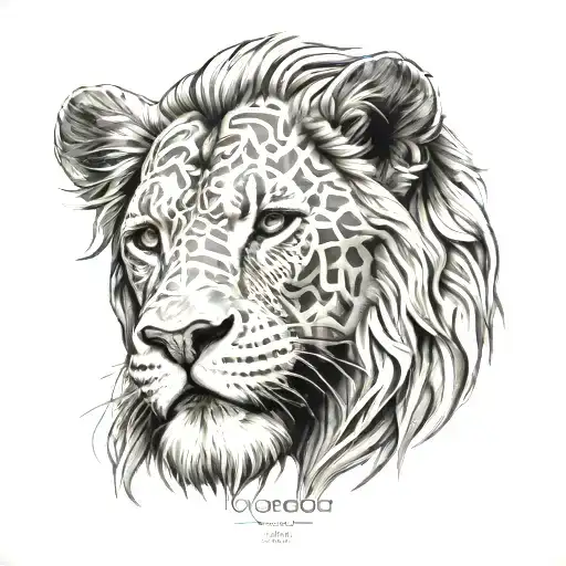 A tattoo of Conor McGregor's face morphing into a lion's head, representing his fierce and fearless fighting spirit tattoo design idea