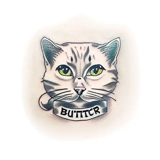 cat with red wine and butchers knife tattoo design idea