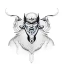  odin with a raven posing on his shoulder black angry tattoo design idea