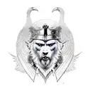  odin with a raven posing on his shoulder black angry tattoo design idea