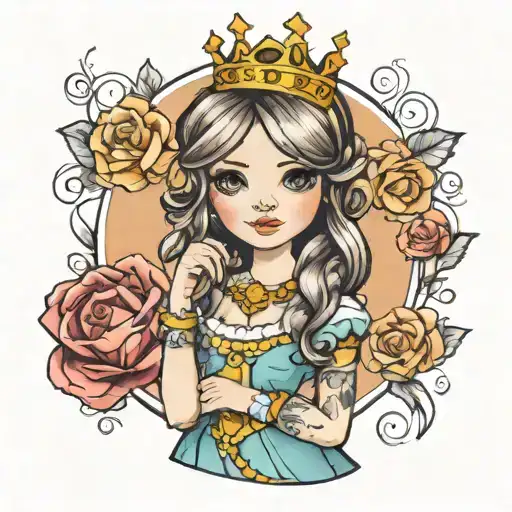 cute girl in princess clothes  tattoo design idea