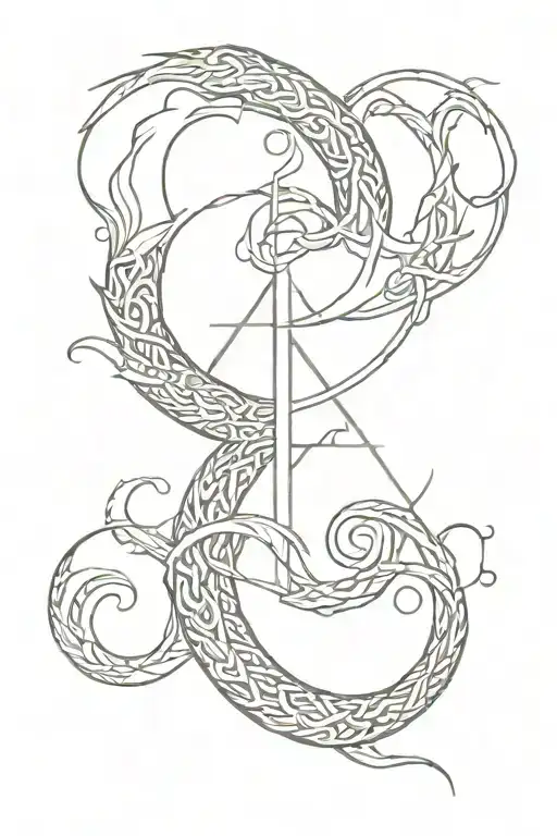 Jörmungandr, vegvisir and yggdrasil merged together tattoo design idea