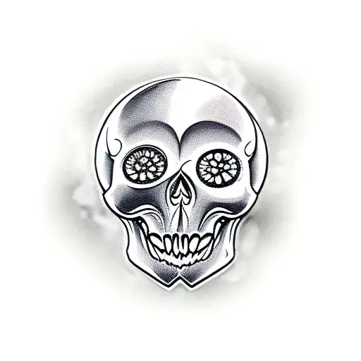 ghost skull with pocket watch  tattoo design idea
