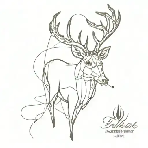 Deer head with fishing line   tattoo design idea
