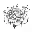 flower bouquet with 3 carnations  2 violets  1 daffodil 1 daisy  1 lily of the valley  2 waterlilies  3 marigolds  1 chr tattoo design idea