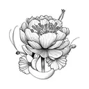 flower bouquet with 3 carnations  2 violets  1 daffodil 1 daisy  1 lily of the valley  2 waterlilies  3 marigolds  1 chr tattoo design idea