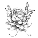 flower bouquet with 3 carnations  2 violets  1 daffodil 1 daisy  1 lily of the valley  2 waterlilies  3 marigolds  1 chr tattoo design idea