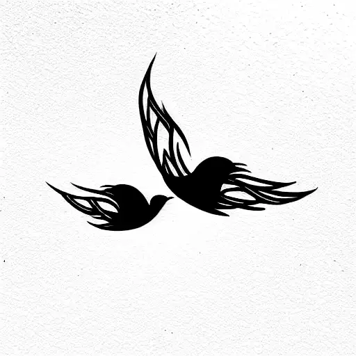two birds falling with one pulling firebird tattoo design idea