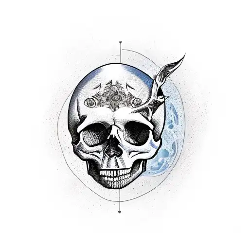 skull on alive body tattoo design idea