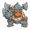 wacraft orc with large axe and beard tattoo design idea