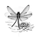 Dragonfly on water lily tattoo design idea