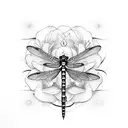 Dragonfly on water lily tattoo design idea