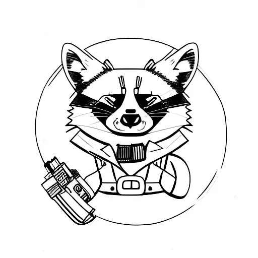 raccoon with gun tattoo design idea