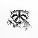 raccoon with gun tattoo design idea