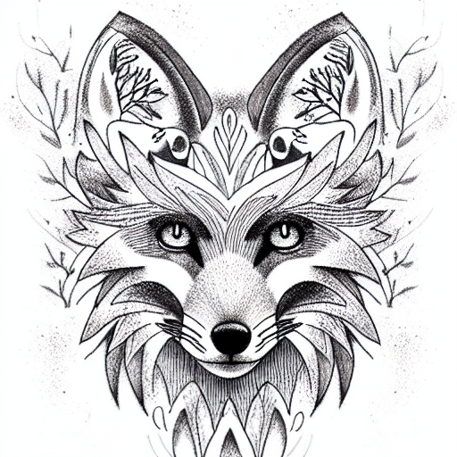 Fox tree tattoo design idea