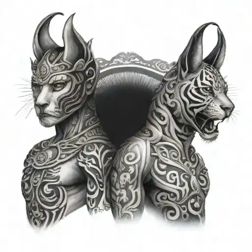 forearm sleeve Mexican warriors with jaguar coat tattoo design idea