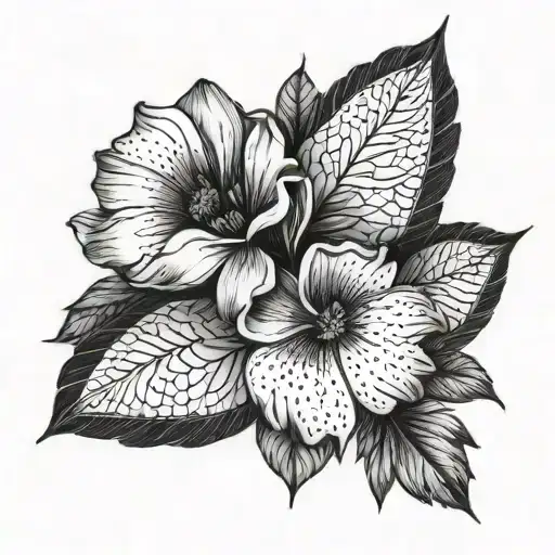 flowers and the name alexandra abad flower in black tattoo design idea