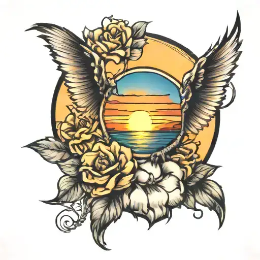 sunset tattoo design idea