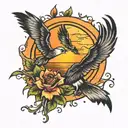 sunset tattoo design idea