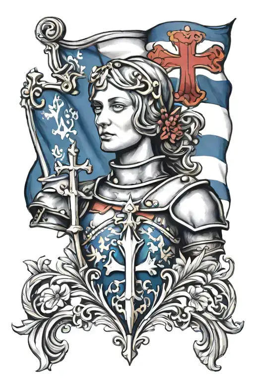 Joan of Arc French Flag Fleur-de-lis tattoo design idea