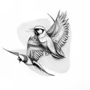 rockabilly with swallows  tattoo design idea