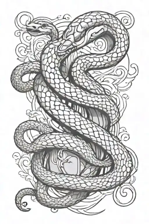 A stylized orthopaedic surgical tool with a snake wrapped around it, reflecting the client's occupation and love for snakes tattoo design idea