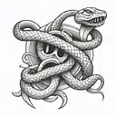 A stylized orthopaedic surgical tool with a snake wrapped around it, reflecting the client's occupation and love for snakes tattoo design idea