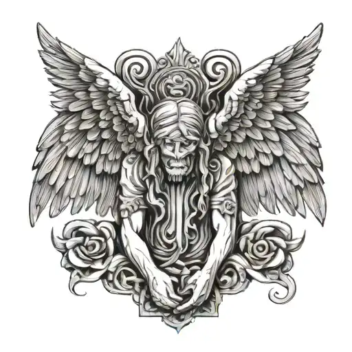 hear no evil see no evil angels wings tattoo design idea