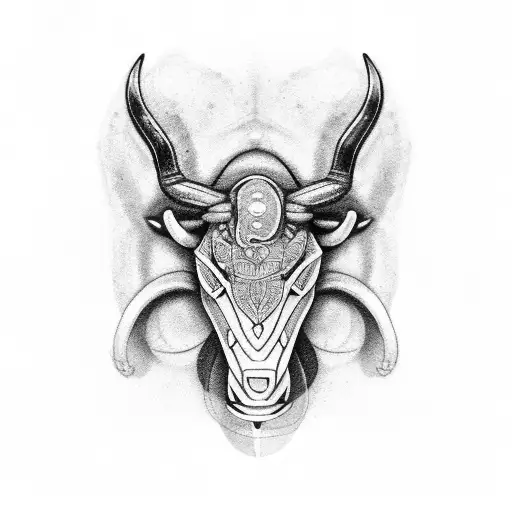 Taurus with green emerald  tattoo design idea