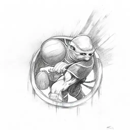 Michelangelo from TMNT playing basketball tattoo design idea