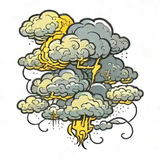 clouds with lighting storm tattoo design idea