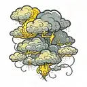 clouds with lighting storm tattoo design idea