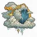 clouds with lighting storm tattoo design idea