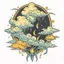 clouds with lighting storm tattoo design idea