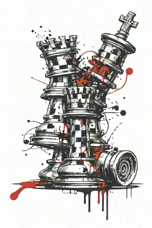 The chess rook stylized tattoo design idea