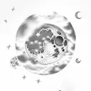 Moon and a cloud tattoo design idea