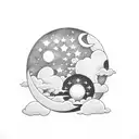 Moon and a cloud tattoo design idea