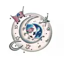 Moon and a cloud tattoo design idea
