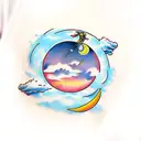 Moon and a cloud tattoo design idea