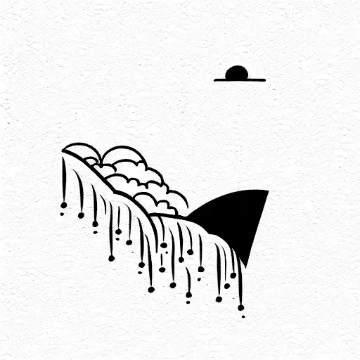 waterfall with kiss tattoo design idea