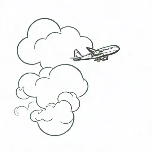 Boac plane flying in the sky with cloud in the background tattoo design idea