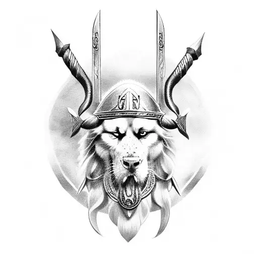 Odin, one eye, battle axe, viking tattoo design idea