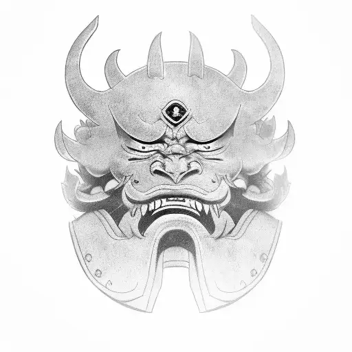 Oni Mask with samurai  tattoo design idea