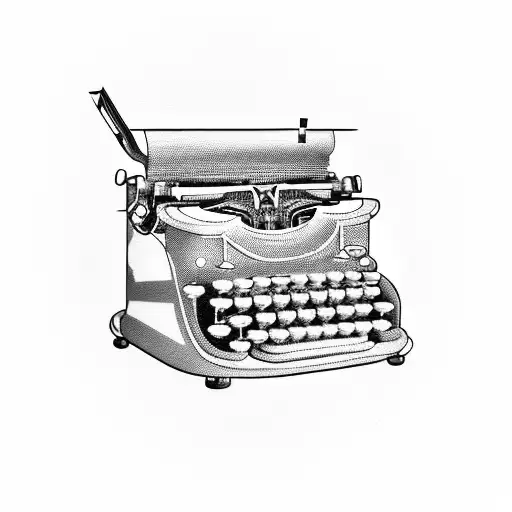 A tattoo of a vintage typewriter with futuristic holographic keys tattoo design idea