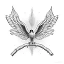 top view of bird with its wings spread with stippling on the tail to fade out tattoo design idea