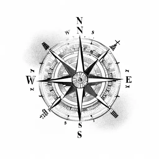 A compass with coordinates leading to significant places in the client's life tattoo design idea