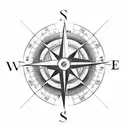 A compass with coordinates leading to significant places in the client's life tattoo design idea
