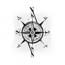A compass with coordinates leading to significant places in the client's life tattoo design idea