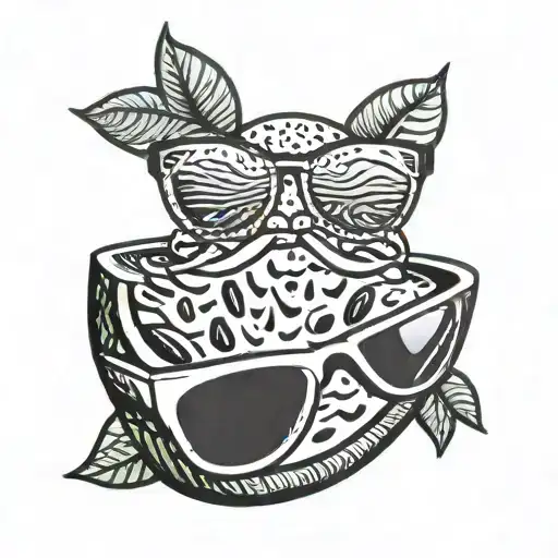 Watermelon smiling with sunglasses  tattoo design idea